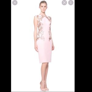 Stunning Sz Medium Tadashi Shoji Milana Embellished Neoprene Pink & White Dress